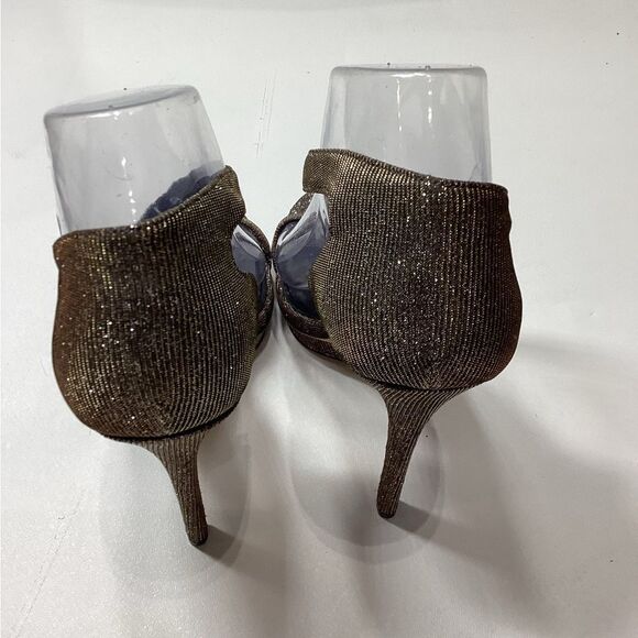 Brian Atwood Consort Iridescent Glitter Stiletto Heel Sandals Bronze Size 9 - Picture 5 of 11